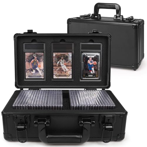 Graded Card Storage Box with 3-Display Slots – Slab Case with Display Layer Design & Protective Foam for PSA BGS Slabs, Toploaders, Graded Card Case for Sports Cards - color: G. 1Row Black