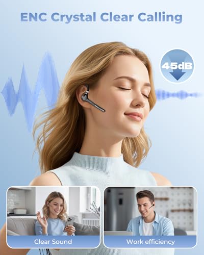 Ngsod Bluetooth Headset V5.4,USB Dongle Wireless Earpiece with Mic,Black | 500mAh Charging Case,50H Talk Time,Dual connect & Mute,ENC Noise Cancelling Lightest Headphones for Work Trucker