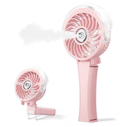 HandFan Upgraded Handheld Misting Fan, Two Button Easy Operation, Rechargeable Portable Mister Fan, Spray Water Mist Fans, Mini Electric Cooling Fans for Travel, Outdoors, Disney(Pink) - color: Pink, style: Two Button Control