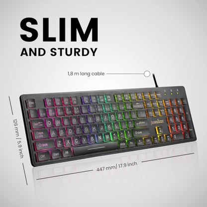 Perixx PERIBOARD-317RGB Wired Backlit USB Keyboard - Big Print Letter with RGB Illuminated LED - US English Layout - style: RGB Backlit