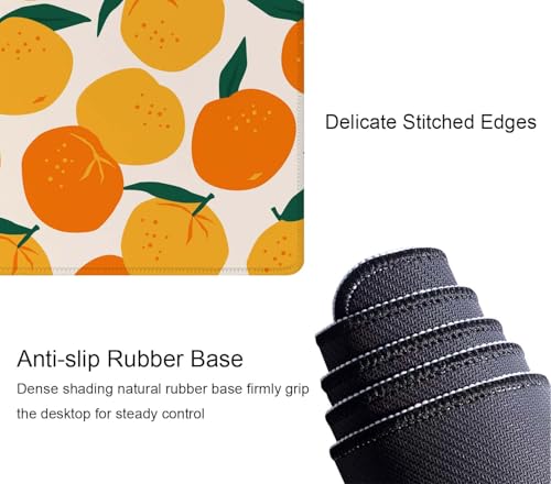 Large Gaming Mouse Pad with Stitched Edges, Desk Mat Extended Keyboard Pad, Non-Slip Rubber Base Desk Pad for Laptop, Office, Home, 31.5X11.8 inch Mandarins Oranges Summer Fruits - color: Mandarins Oranges Summer Fruits