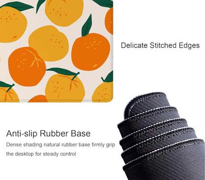 Large Gaming Mouse Pad with Stitched Edges, Desk Mat Extended Keyboard Pad, Non-Slip Rubber Base Desk Pad for Laptop, Office, Home, 31.5X11.8 inch Mandarins Oranges Summer Fruits - color: Mandarins Oranges Summer Fruits