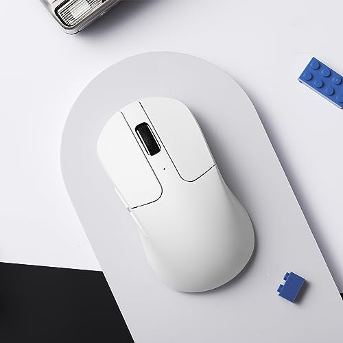 Keychron M3 Mini Wireless Optical Mouse, Bluetooth 5.1/2.4 GHz/Wired Gaming Mouse, Programmable PixArt 3395 Sensor with up to 26,000 DPI/ 650 IPS, Lightweight Ergonomic for Windows Mac Linux - White - color: White, style: PixArt 3395 (1K Polling Rate)