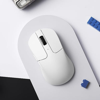 Keychron M3 Mini Wireless Optical Mouse, Bluetooth 5.1/2.4 GHz/Wired Gaming Mouse, Programmable PixArt 3395 Sensor with up to 26,000 DPI/ 650 IPS, Lightweight Ergonomic for Windows Mac Linux - White - color: White, style: PixArt 3395 (1K Polling Rate)
