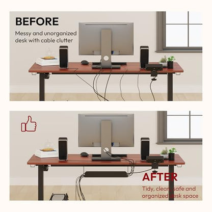 SANODESK Electric Standing Desk with Desk Clamp Power Strip 40"x 24" Whole-Piece Desktop Height Adjustable Stand Up Desk with Cable Management Sit Stand Home Office Desk Black Frame/Mahogany Top - color: Black Frame+mahogany Top, size: 40"x24"