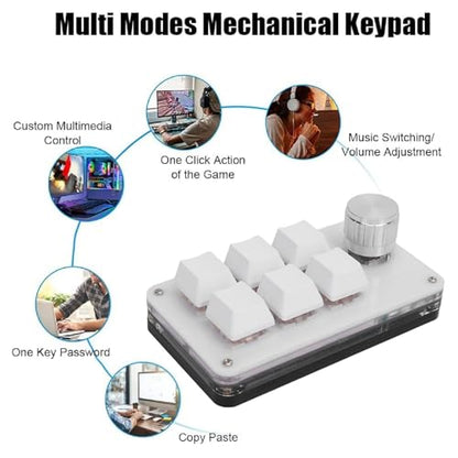 Fafeicy 6 Key Macro Mechanical Gaming Keyboard RGB Red Switch USB C Keypad One Handed USB PC Keypad