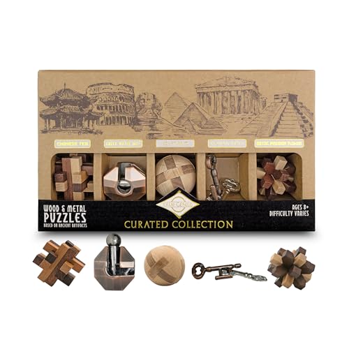 Project Genius True Genius CURATED Collection – Variety Pack, Assembly Puzzle, Disassembly Puzzle, Brain teasers, Adult Puzzle, Wooden and Metal Brain Teasers