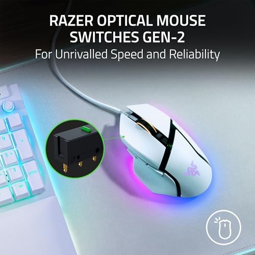 Razer Basilisk V3 Customizable RGB Wired Ergonomic Gaming Mouse, White | Fastest Gaming Mouse Switch, Chroma RGB Lighting, 26K DPI Optical Sensor, 11 Programmable Buttons, HyperScroll Tilt Wheel - color: White