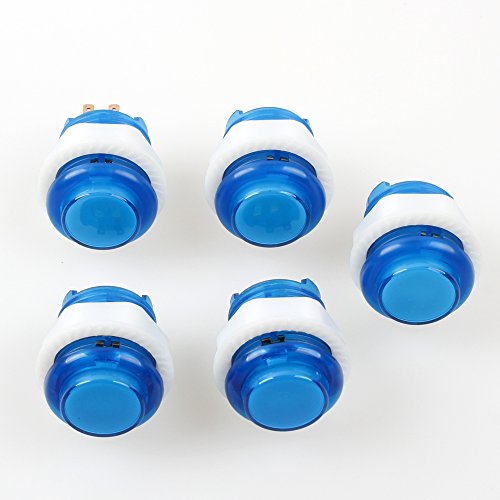 EG STARTS 5 Piece 24mm Full Color LED Illuminated Push Button Built-in Switch 5V Buttons for Arcade Joystick Games Mame Jamma Raspberry Pi & Blue
