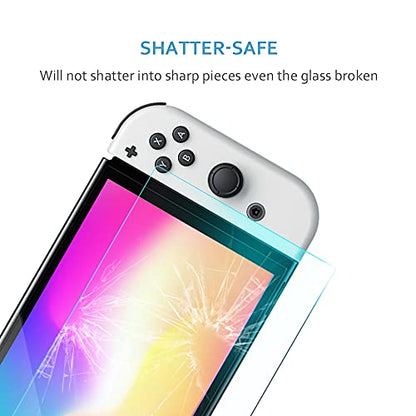 TJS 2 Pack Screen Protector for Nintendo Switch OLED Model 2021 7.0" Clear | Tempered Glass Screen Protector Works While Docking 0.3mm Thickness/Bubble Free/Ultra Clear/9H Hardness/ Anti-Fingerprint - size: Nintendo Switch OLED 7.0''