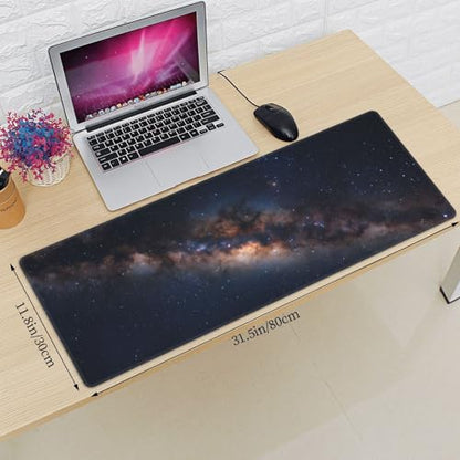 Galaxy Large Gaming Mouse Pad 31.5x11.8 XL Extended Desktop Mat with Stitched Edges, Non-Slip Rubber Base & Smooth Cloth Surface for Office, Work & Gaming - color: 21