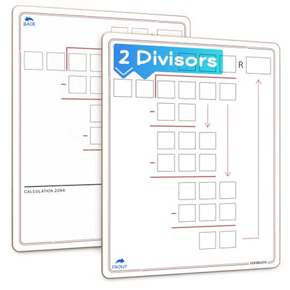 SCRIBBLDO 11”x14” Double-Sided Division Dry Erase Board Math Practice Whiteboard with Boxed Layout 2-Digit Divisors Reusable Learning Tool for Teachers Classrooms Homeschool & Special Education