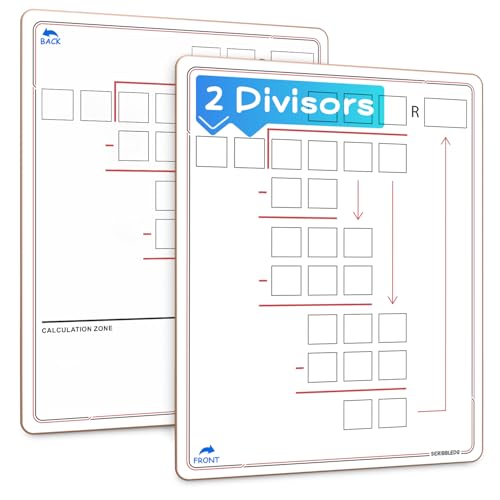 SCRIBBLDO 11”x14” Double-Sided Division Dry Erase Board Math Practice Whiteboard with Boxed Layout 2-Digit Divisors Reusable Learning Tool for Teachers Classrooms Homeschool & Special Education