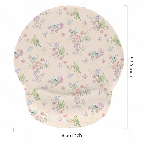 Ergonomic Mouse Pad with Wrist Support,Non-Slip Rubber Base for Computer Laptop & Mac,Lightweight Rest for Home,Office & Travel (Pink Flowers Birds) - color: Pink Flowers Birds
