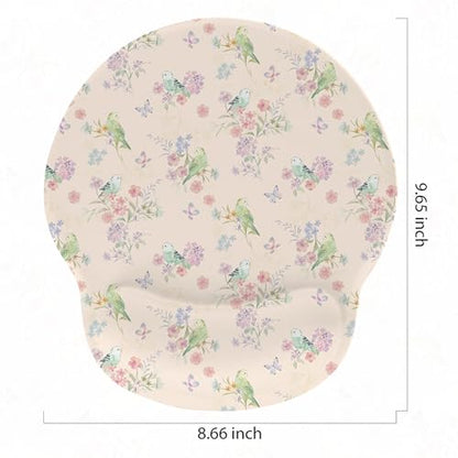 Ergonomic Mouse Pad with Wrist Support,Non-Slip Rubber Base for Computer Laptop & Mac,Lightweight Rest for Home,Office & Travel (Pink Flowers Birds) - color: Pink Flowers Birds