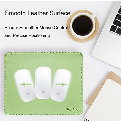 Leather Mouse Pad - Wood Mouse Pad, Double Side Mouse Pad with Stitched Edge, Waterproof Ultra Thin Mouse Pad for Computers, Laptop, Office & Home, 10.2 x 8.3 Inch, 1 Pack (Matcha Green) - color: Matcha Green