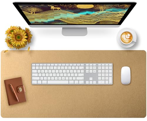 Bloss Gold Leather Desk Mat 35.4" x 15.7", Large Keyboard Pad for Desk, Desk Matt for Desktop, Waterproof Desk Pad Mat, Computer Mat for Office/Home/Decor - color: Copper Gold, size: 35.4" x 15.7"