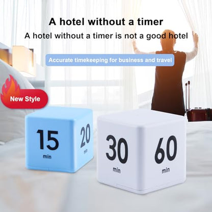 Gravity Sensor Flip Cube Timer Countdown Reminder Doing Time Management for Kitchen, Bedroom, Office, Living Room, Desk 15-20-30-60 Minutes (Blue) - color: Blue