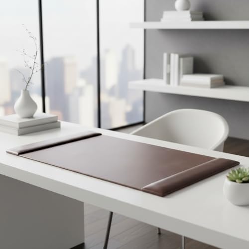 Dacasso Bonded Pad with Side Rails Luxury Leather Desk Blotter for Writing, 30 x 18 (Dark Brown) - color: Dark Brown