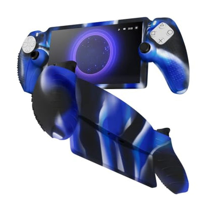 TNP Camouflage Blue Silicone Case Cover Compatible with PlayStation Portal | Protective soft-grip shell for steadier handheld play; 1 flexible cover only, console and thumb grips not included - color: Camouflage Blue
