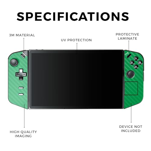 Carbon Fiber Gaming Skin Compatible with Lenovo Legion Go - Solid Green - Premium 3M Vinyl Protective Wrap Decal Cover - Easy to Apply | Crafted in The USA by MightySkins - color: Solid Green, style: Carbon Fiber Textured Finish