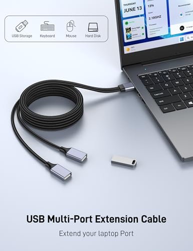 USB Y Splitter, 3.3FT USB Splitter 1 in 2 Out, A Male to 2 Female Extension Cable Support Charging and Data Transfer for Mac, Xbox, Laptop, Tablet, Smartphone Data Transmission. - size: 3.3FT