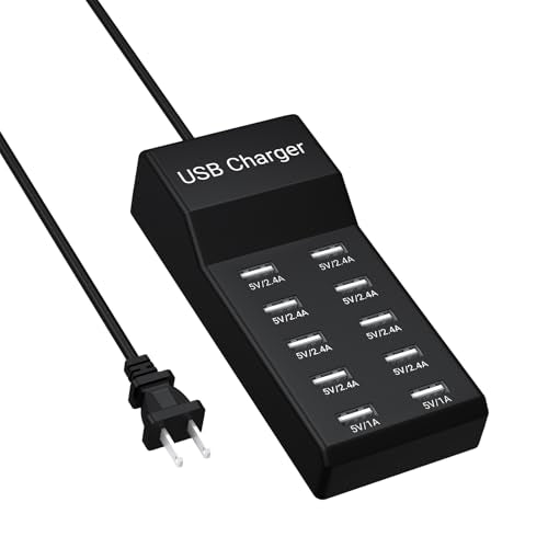 10-Port USB Charger Station, 50W10A Multiport Charger Hub for iPhone, Galaxy, iPad & More, 3.3FT - color: Black, size: 10 Port (10 USB-A)