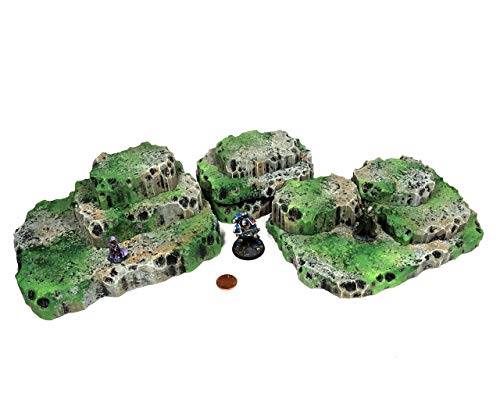 Mossy Stone Stacking Modular Hills Set - - Handmade Terrain for Tabletop War Games and TTRPGs