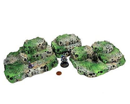 Mossy Stone Stacking Modular Hills Set - - Handmade Terrain for Tabletop War Games and TTRPGs