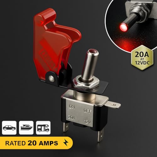 MGI SpeedWare 12V Racing Ignition Switch Panel with LED Safety Indicator – Toggle Panel Kit for Race Car, Truck, & Boat (1-Switch) - size: 1-Switch