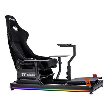 Thermaltake GF500 Flight Simulator Cockpit, Compatible with Thrustmaster-Logitech-Turtle Beach-Virtual Fly-VKB-Virpil-Winwing, Pedals and Controls not Included, PC & Console, Black, GSC-F50-CPASBB-01