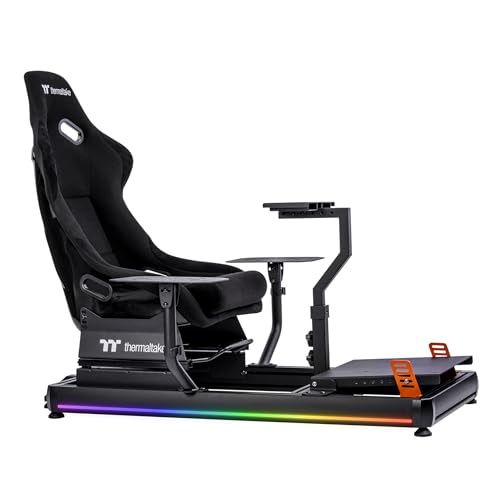 Thermaltake GF500 Flight Simulator Cockpit, Compatible with Thrustmaster-Logitech-Turtle Beach-Virtual Fly-VKB-Virpil-Winwing, Pedals and Controls not Included, PC & Console, Black, GSC-F50-CPASBB-01