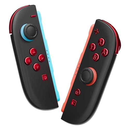 eXtremeRate DIY Replacement Full Set Buttons for Joycon 2, Custom ABXY Direction Keys Dpad + - C Home Capture Release L R ZR ZL Trigger Buttons for Nintendo Switch 2 Controller - Chrome Red - color: Chrome Red
