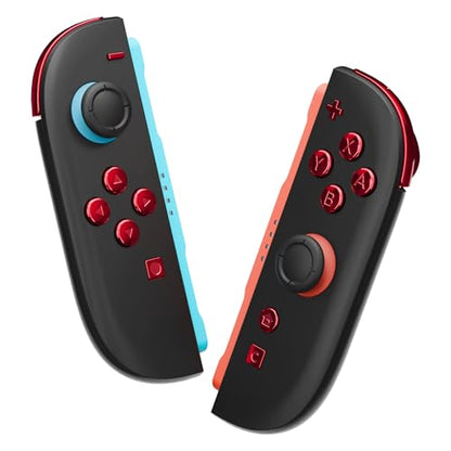 eXtremeRate DIY Replacement Full Set Buttons for Joycon 2, Custom ABXY Direction Keys Dpad + - C Home Capture Release L R ZR ZL Trigger Buttons for Nintendo Switch 2 Controller - Chrome Red - color: Chrome Red