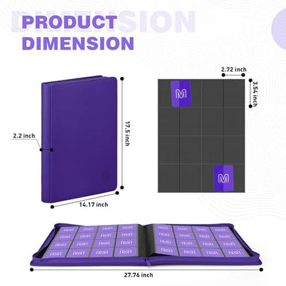 Premium Card Binder 16 Pocket,Trading Card Binder Holds up to 1000+Cards Sturdy Card Collection Album, Card Holder Folders for MTG, TCG, Game Cards & Sports Cards - color: 16 Purple