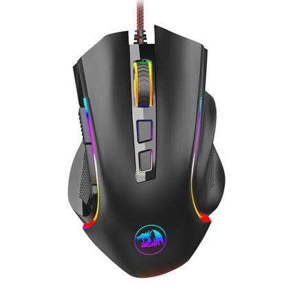 Redragon M602 Gaming Mouse, Ergonomic RGB Gaming Mouse Wired with 7200 Adjustable DPI, 9 Programmable Buttons, Professional Software for Gamer Office [Black] - color: M602
