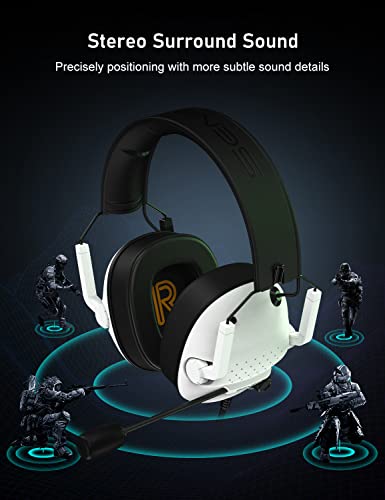 SENZER SG500 Surround Sound Pro Gaming Headset with Noise Cancelling Microphone - Soft Memory Foam Padding - Portable Foldable Headphones for PC, PS4, PS5, Xbox One, Switch - White - color: White
