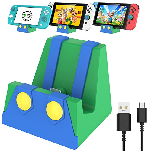 HEIYING Switch Charging Dock for Switch/Switch Lite/Switch OLED, Portable Switch Charging Base Stand with Type C Port,Replacement Compatible with Official Switch Charger Stand | Portable Charging Stand with Durable ABS Shell, Ergonomic Viewing Angle, USB-
