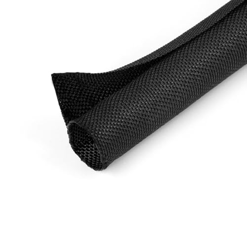 1/8 inch Split Braided Cable Management Sleeve for USB Cable Power Cord Audio Video Cable, Wire Loom Cord Protector from Cat Dog Chewing (Black, 10FT) - color: Black, size: 1/8 inch (3mm)