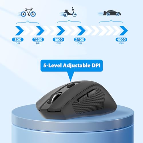 Redragon Ergonomic 2.4G Wireless Mouse for Laptop and Chromebook | Up to 24-month battery life, 5 DPI levels up to 4000, 6 buttons, auto sleep, plug-and-play, anti-sweat grip, 12-mo warranty