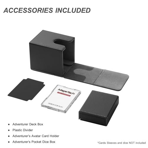 Mage Tech Adventurer [Champion] 60-Card Solution - Avatar Holder + Pocket Dice Box with Life Tracker - Rugged, Expandable - MTG Standard/LOR/PTCG - Black/Grey - color: 2. Artifact (Black/Grey), style: 3. Champion[60-card solution]