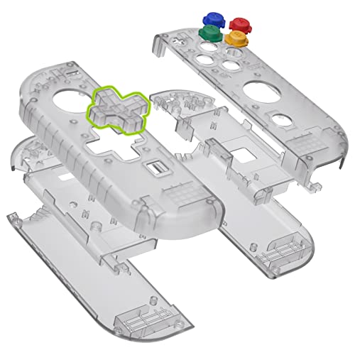 eXtremeRate Clear Black Joycon Handheld Controller Housing (D-Pad Version) with Colorful Buttons, DIY Replacement Shell Case for Nintendo Switch Joy-Con – Console Shell NOT Included - color: Clear Black