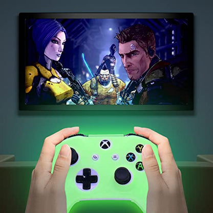 Controller Skins Silicone Grip Glow in The Dark Protective Case for Xbox One Controller(Not Fit Xbox Series Controller) + 6 Grips Accessories Glow in The Dark. - color: Glow Green