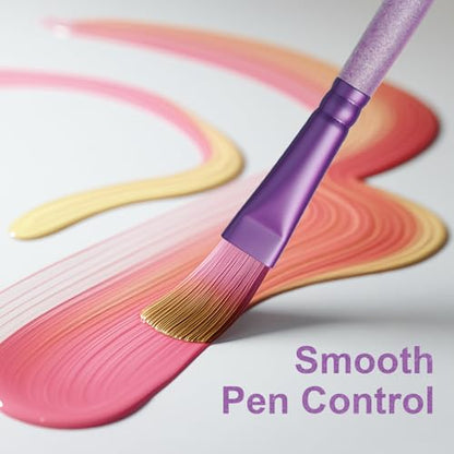 6 Pcs Purple Face Paint & Watercolor Brushes Set, Fine Detail Artist Brushes for Adults, Acrylic Oil Painting, Crafts, Body Face Nail Art - color: Purple