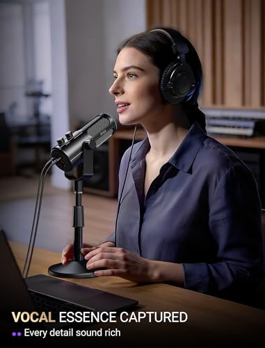 FIFINE AmpliTank TANK6S Vocal-Dynamic-Microphone, XLR-USB-Podcast-Microphone with Desktop Stand, Mute Button, Volume Knob, Studio Metal Built, Streaming-Mic for Content Creation, Music Recording - size: TANK6S
