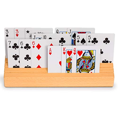 Yellow Mountain Imports Solid Beechwood Playing Card Holders - Set of 2 - size: 9.8”