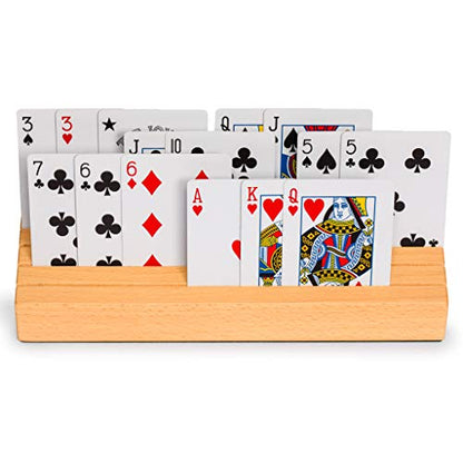 Yellow Mountain Imports Solid Beechwood Playing Card Holders - Set of 2 - size: 9.8”