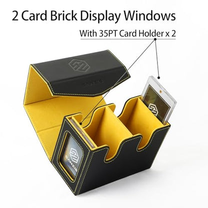 SANZIE Card Deck Box for MTG Commander Deck Box with 2 Toploaders (Black) | Card Storage Box with Commander Display, Fits 240+ Single Sleeved Trading Cards, PTCG TCG Deck Box for Trading Cards - color: Black