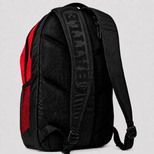Battle Vault Backpack - Lightweight & Durable Bag With Large Front Pocket, Adjustable Shoulder Straps, Soft-Lined Top Sleeves - color: Red/White