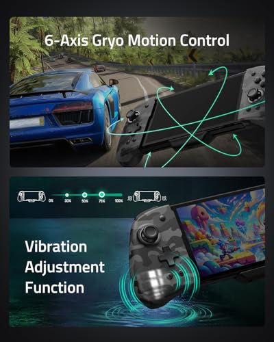FUNLAB Switch Handheld Controller for Nintendo/OLED Joycons Customizable Switch Controller, Luminous Ergonomic Controls Camo, Switch Joypad Replacement with Adjustable Color, Turbo, Mapping - color: Camo Black
